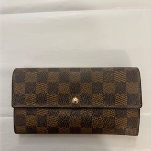 Louis Vuitton Brown Damier Sarah Wallet 10 Card Slot